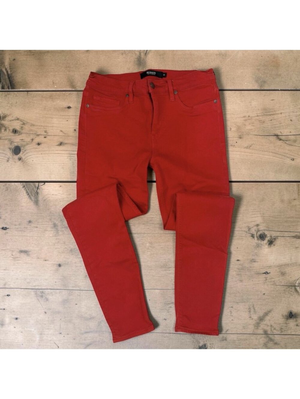 HUDSON Nico Super Skinny Jeans Size 28 Deep Cherry Red Denim Stretch WM407TEN